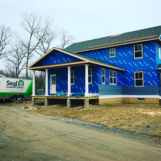 Seal Blue House Sprayfoam Insulation In Progress